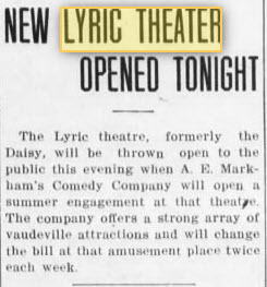 Lyric Theatre - May 1911 Daisy And Lyric Are The Same